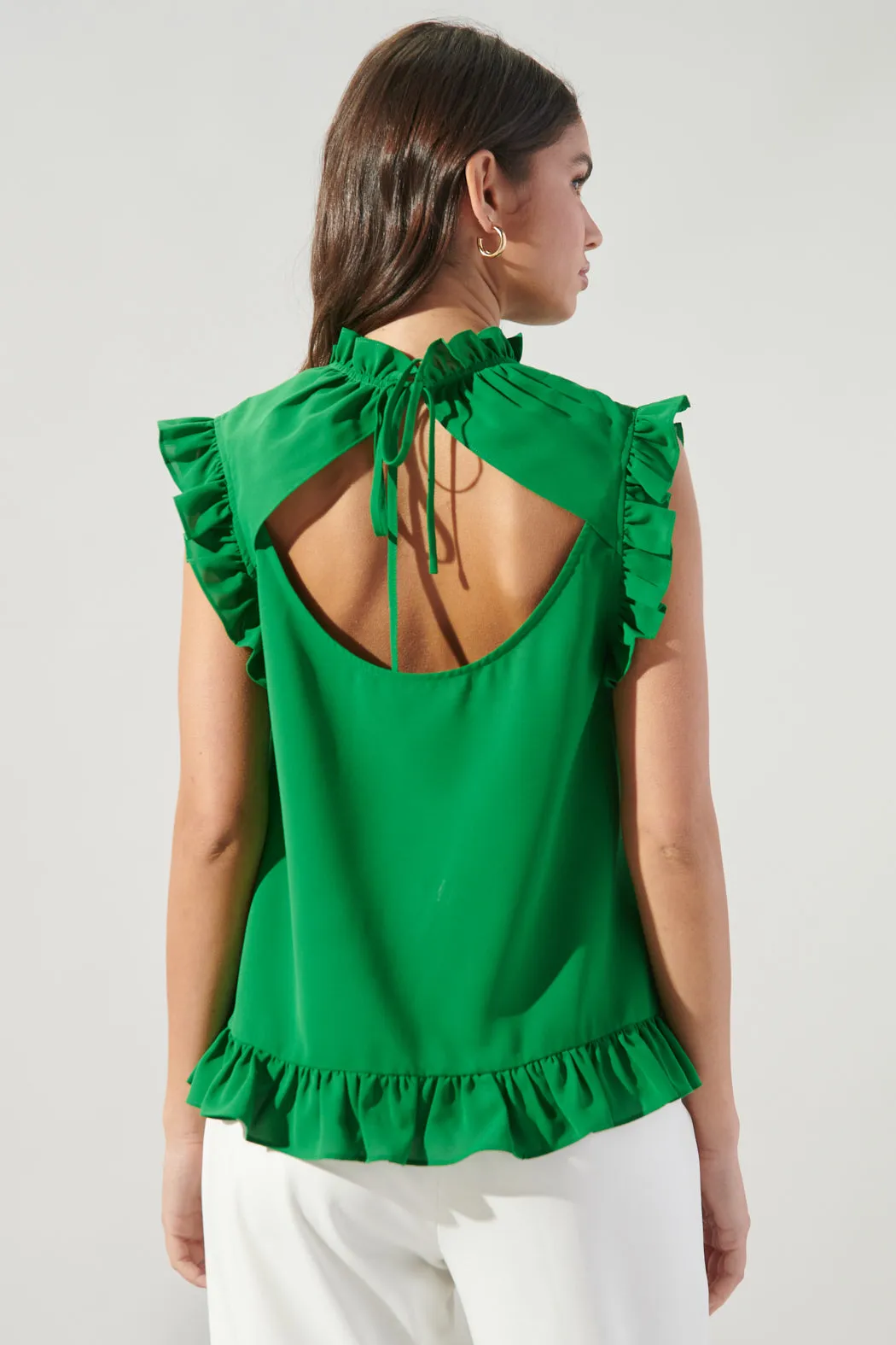 Jacie Ruffle Back Cutout Blouse