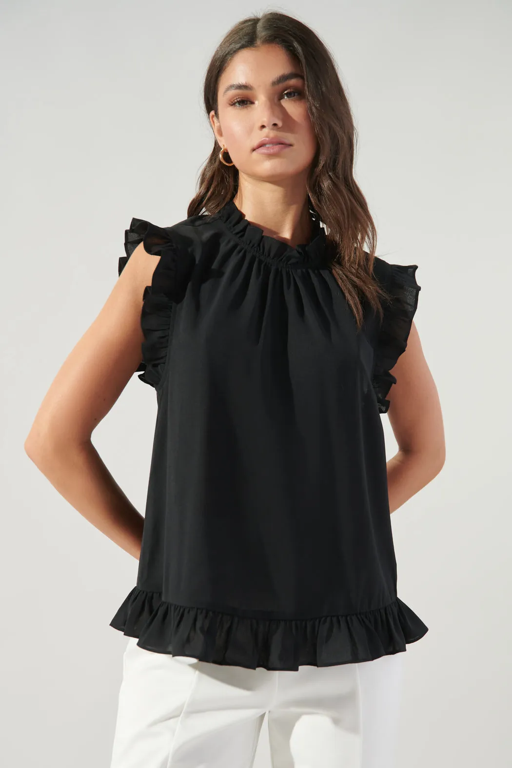 Jacie Ruffle Back Cutout Blouse