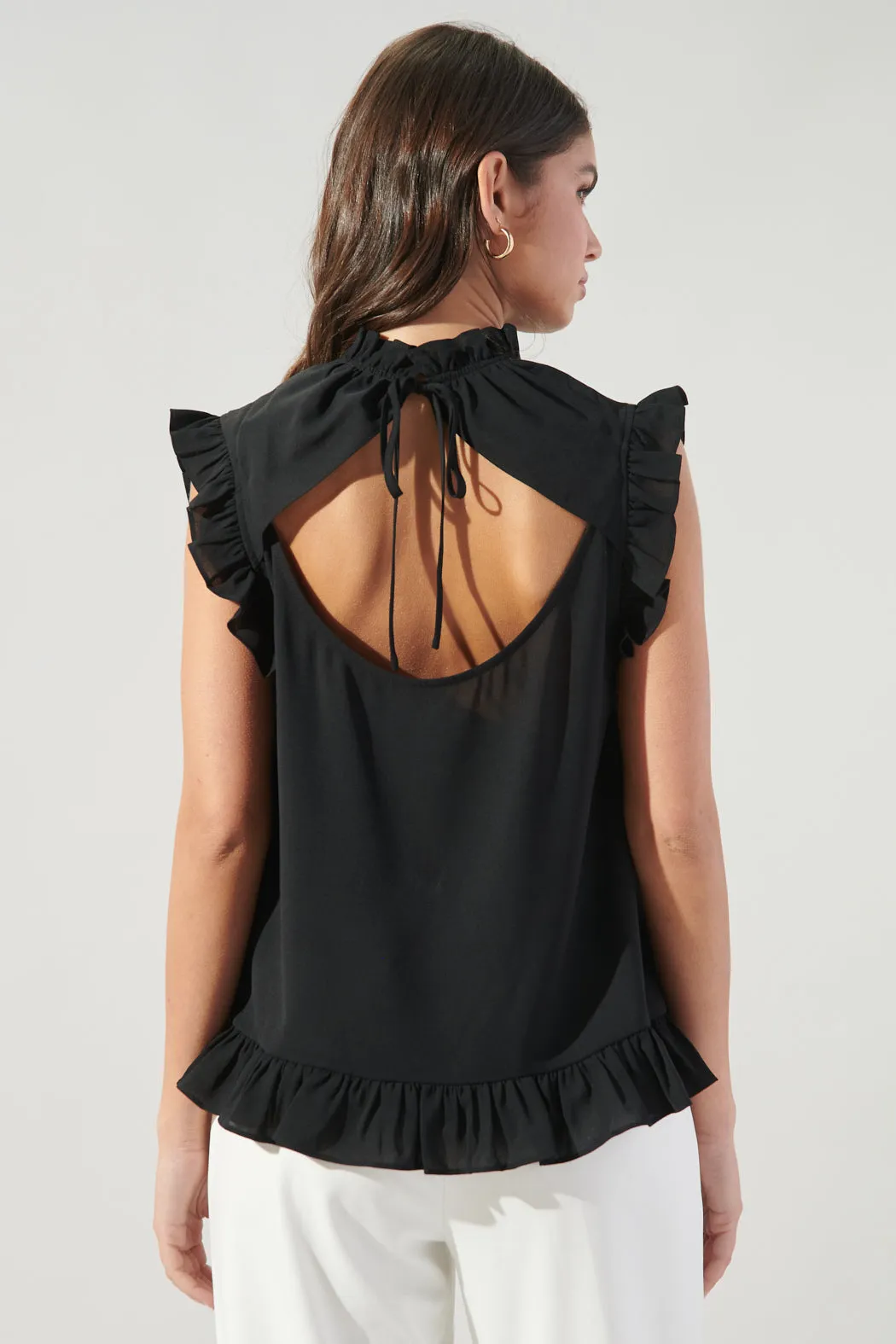 Jacie Ruffle Back Cutout Blouse