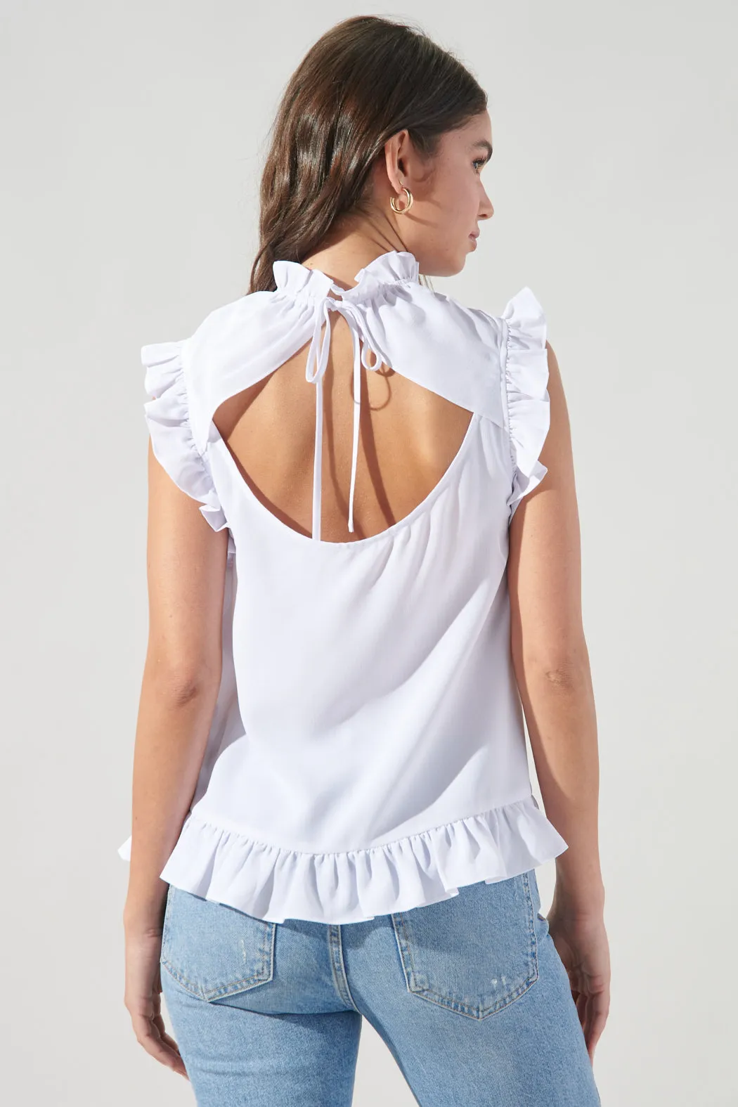 Jacie Ruffle Back Cutout Blouse