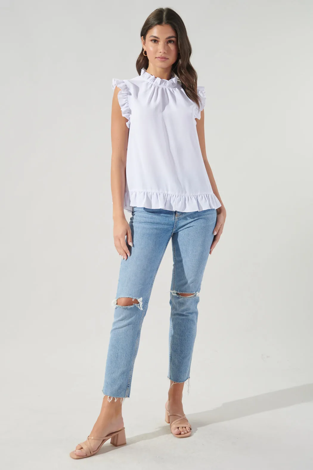 Jacie Ruffle Back Cutout Blouse