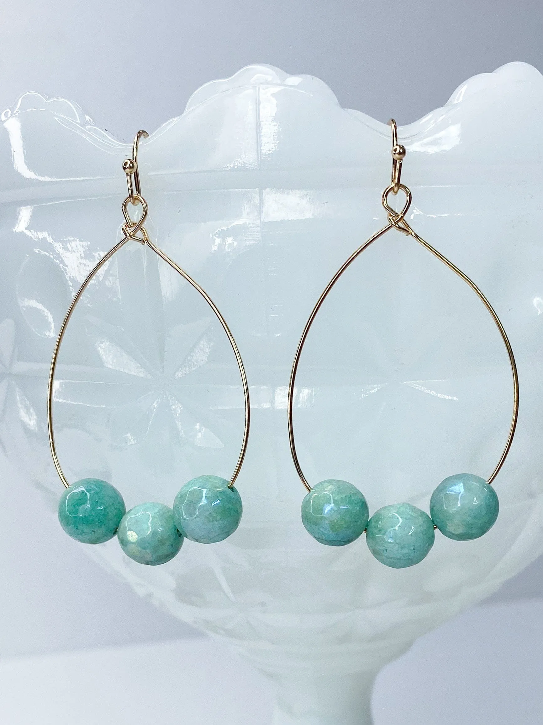 Jax Triple Stone Earring-Minty