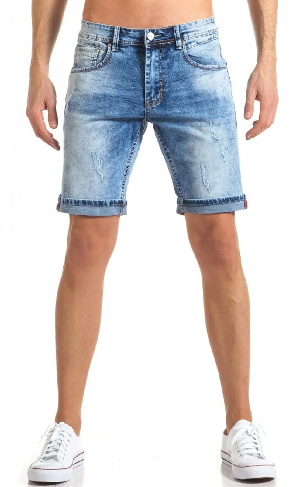 JEANS CORTO UOMO DIAMOND BLU DENIM CHIARO BERMUDA PANTALONI SHORTS SLIM FIT