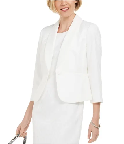 Kasper Womens Textured One Button Blazer Jacket