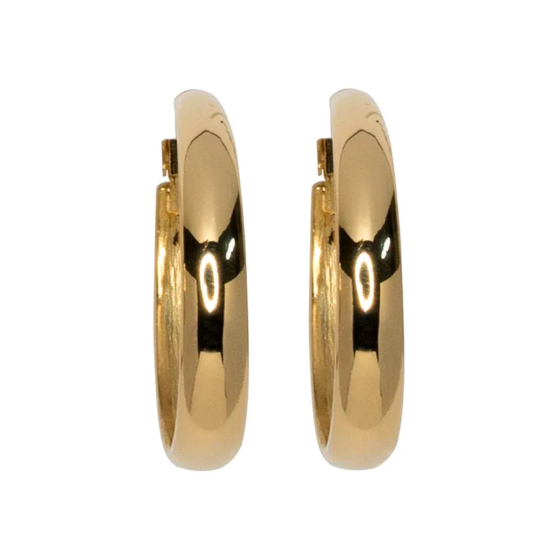 Kenneth Jay Lane KJL Polished Gold Tapered Hoop Earrings 1 3/4