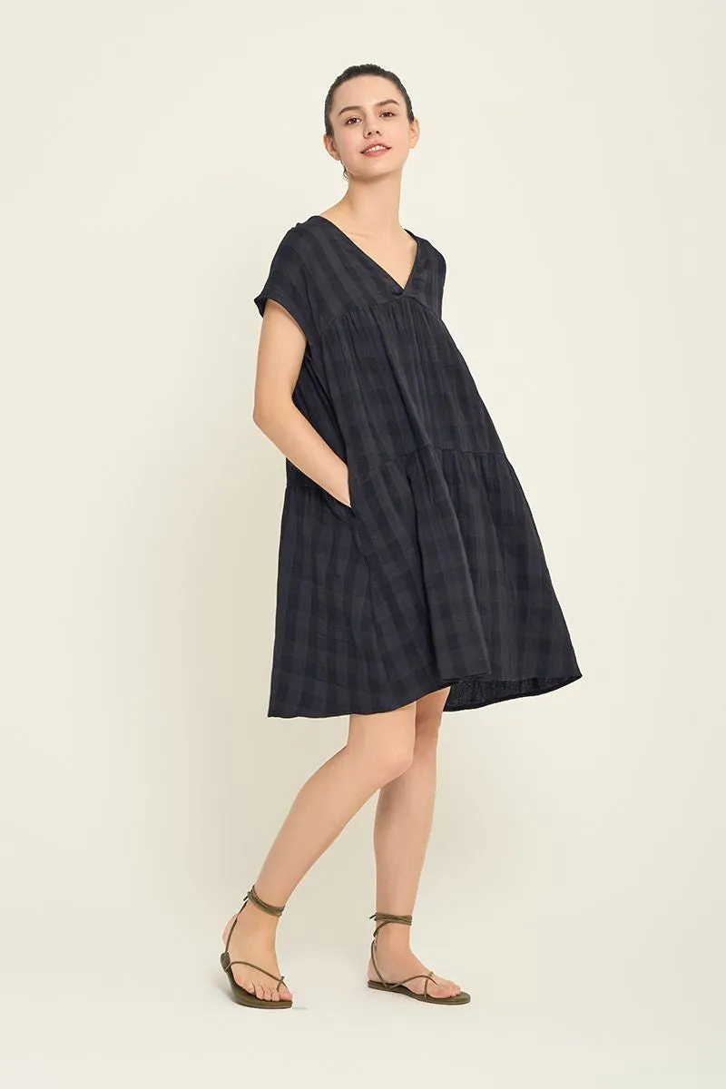 Loose Boxy Gingham Gauze Dress