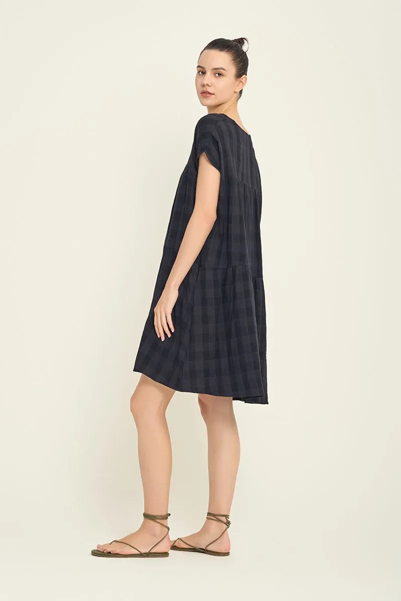 Loose Boxy Gingham Gauze Dress