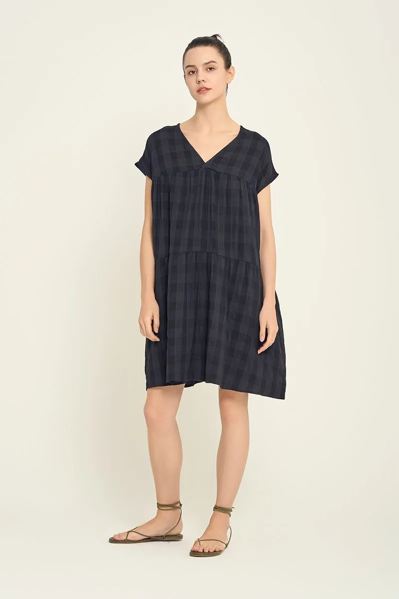 Loose Boxy Gingham Gauze Dress