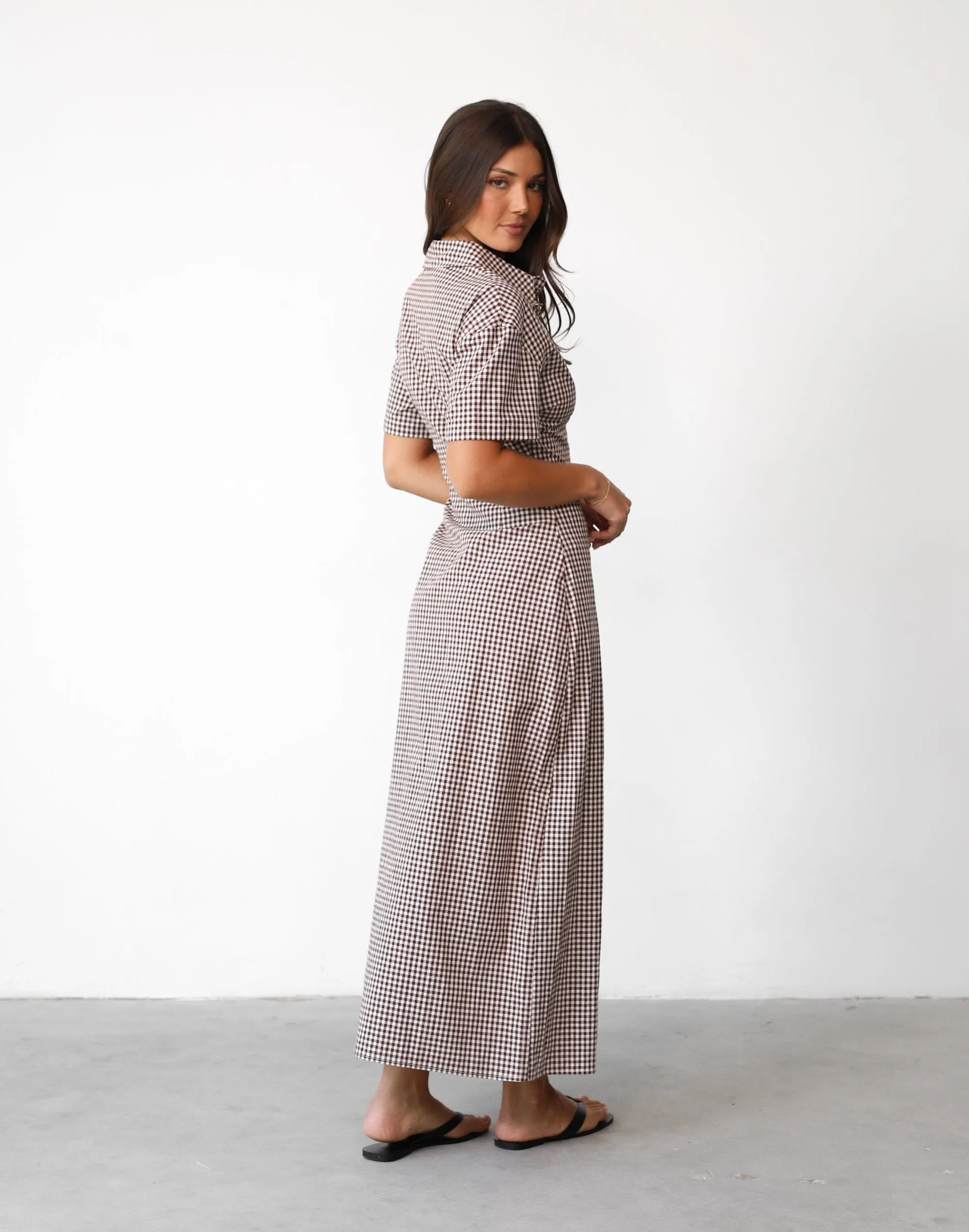 Lua Maxi Dress (Choc Gingham)