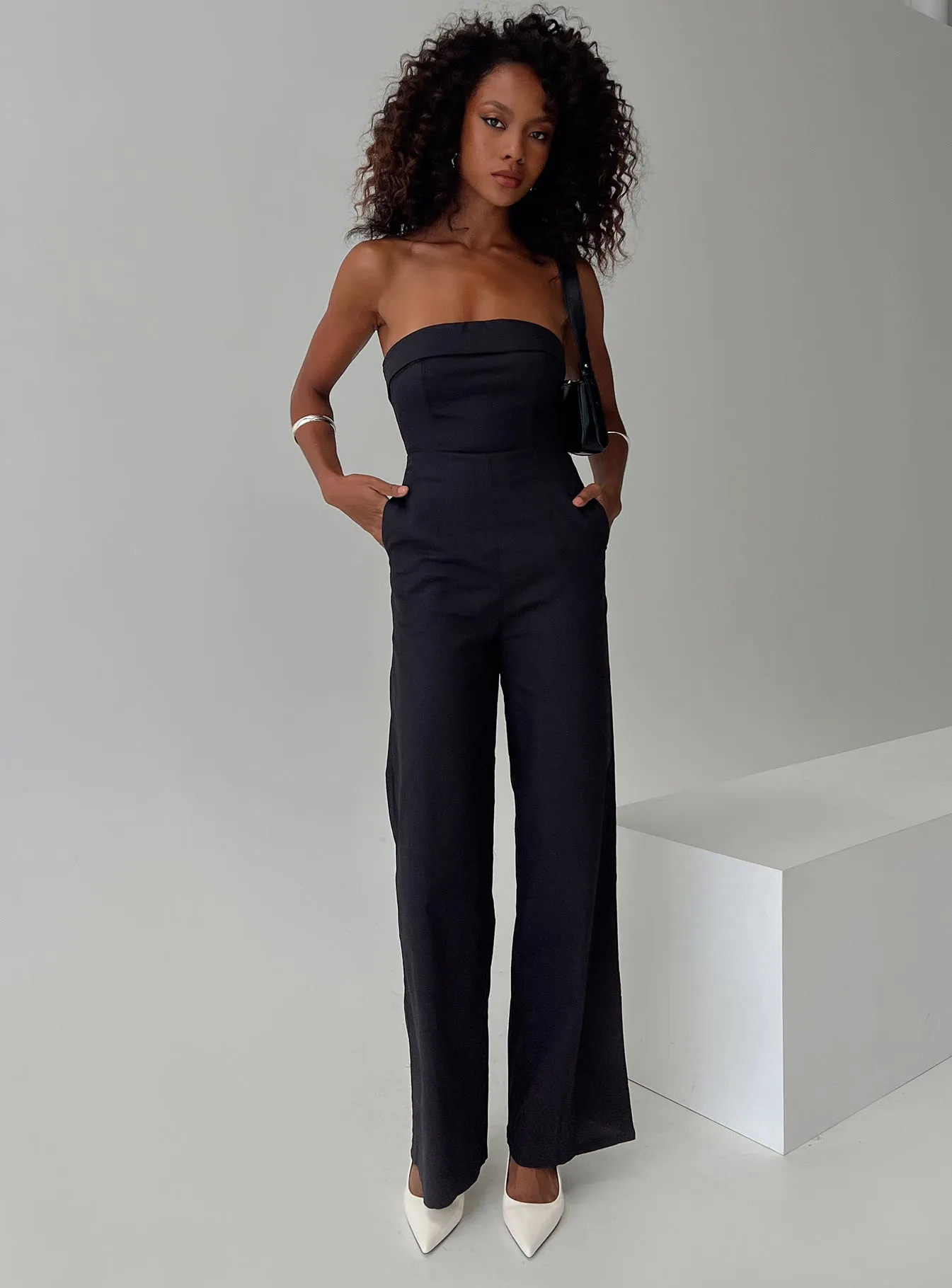 Luster Strapless Jumpsuit Black