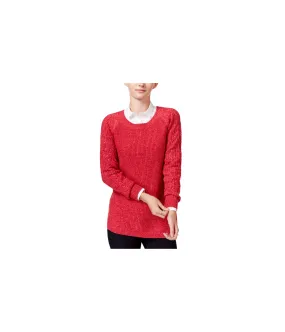 Maison Jules Womens Solid Cable Knit Pullover Sweater