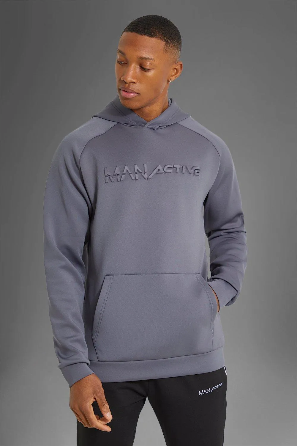 Man Active Embossed Scuba Hoodie | boohooMAN UK