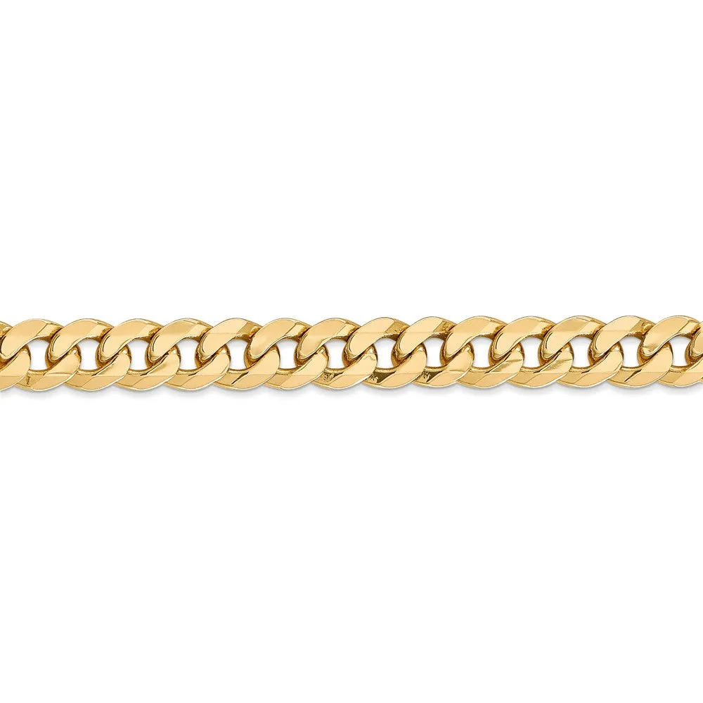 Men's 8mm 14K Yellow Gold Solid Beveled Curb Chain Bracelet