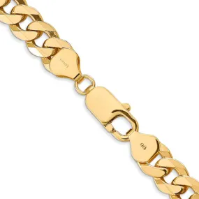 Men's 8mm 14K Yellow Gold Solid Beveled Curb Chain Bracelet