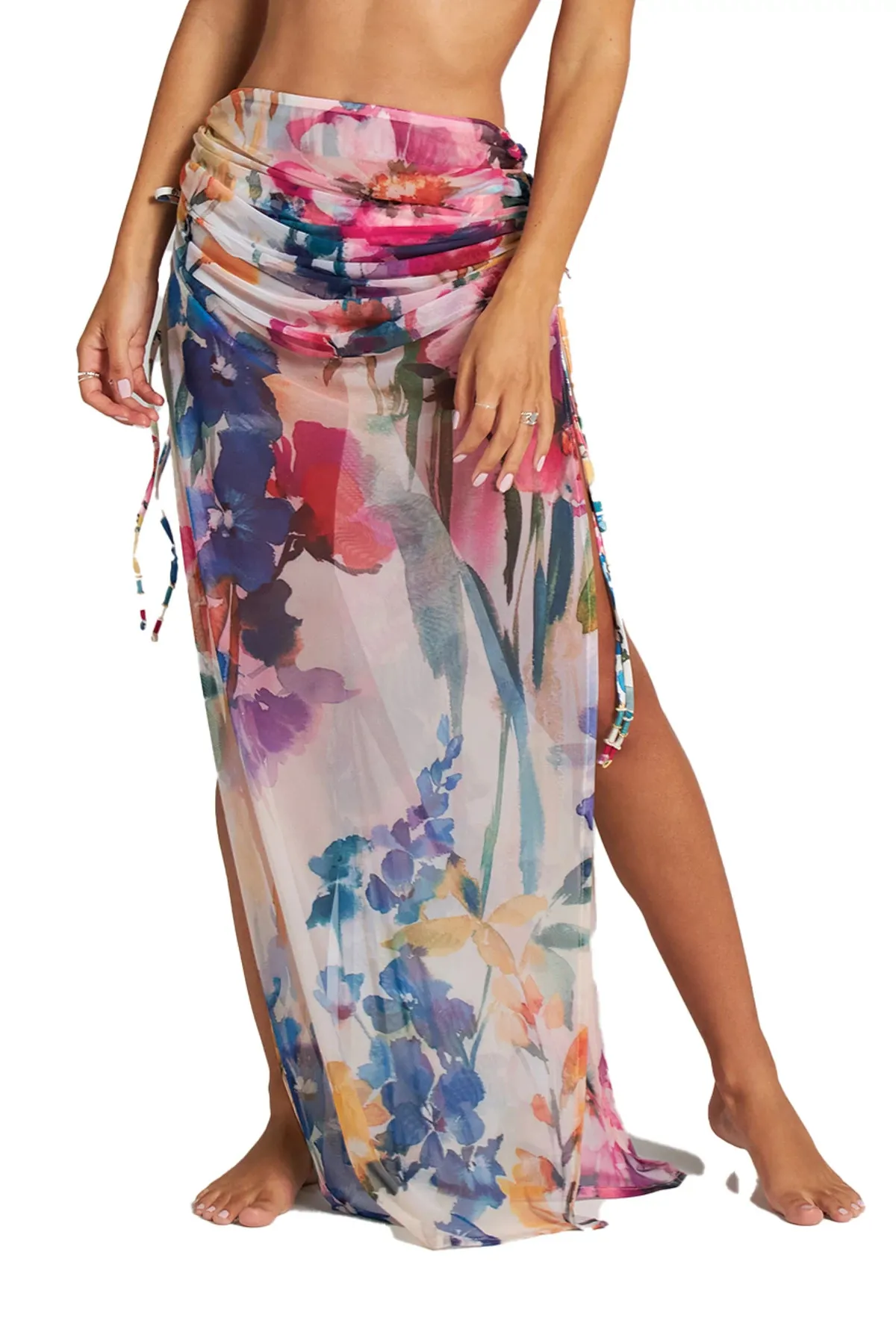 Mesh Floral Maxi Skirt