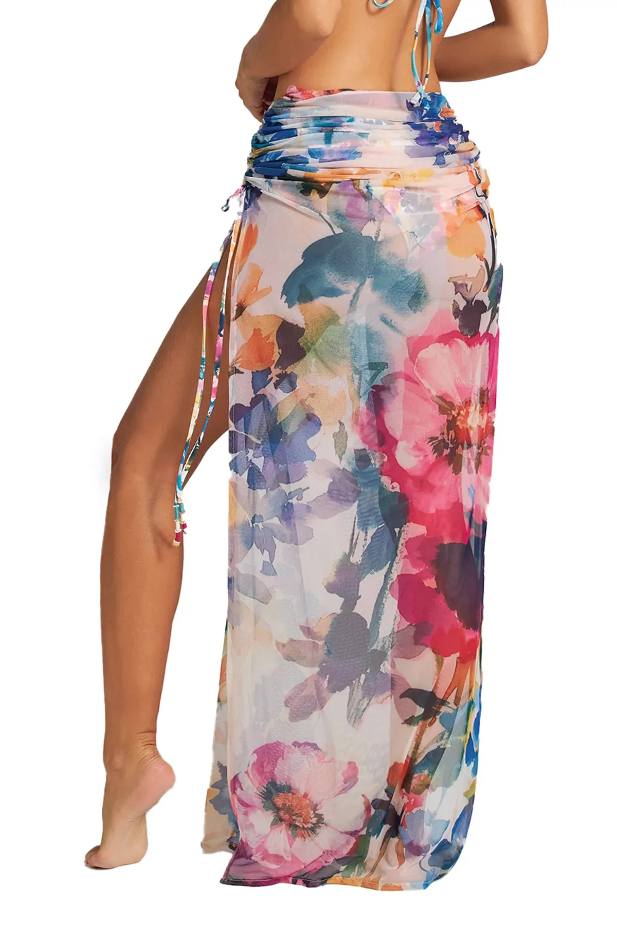 Mesh Floral Maxi Skirt