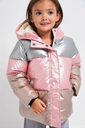 Metallic Color Block Pete Puffer Jacket