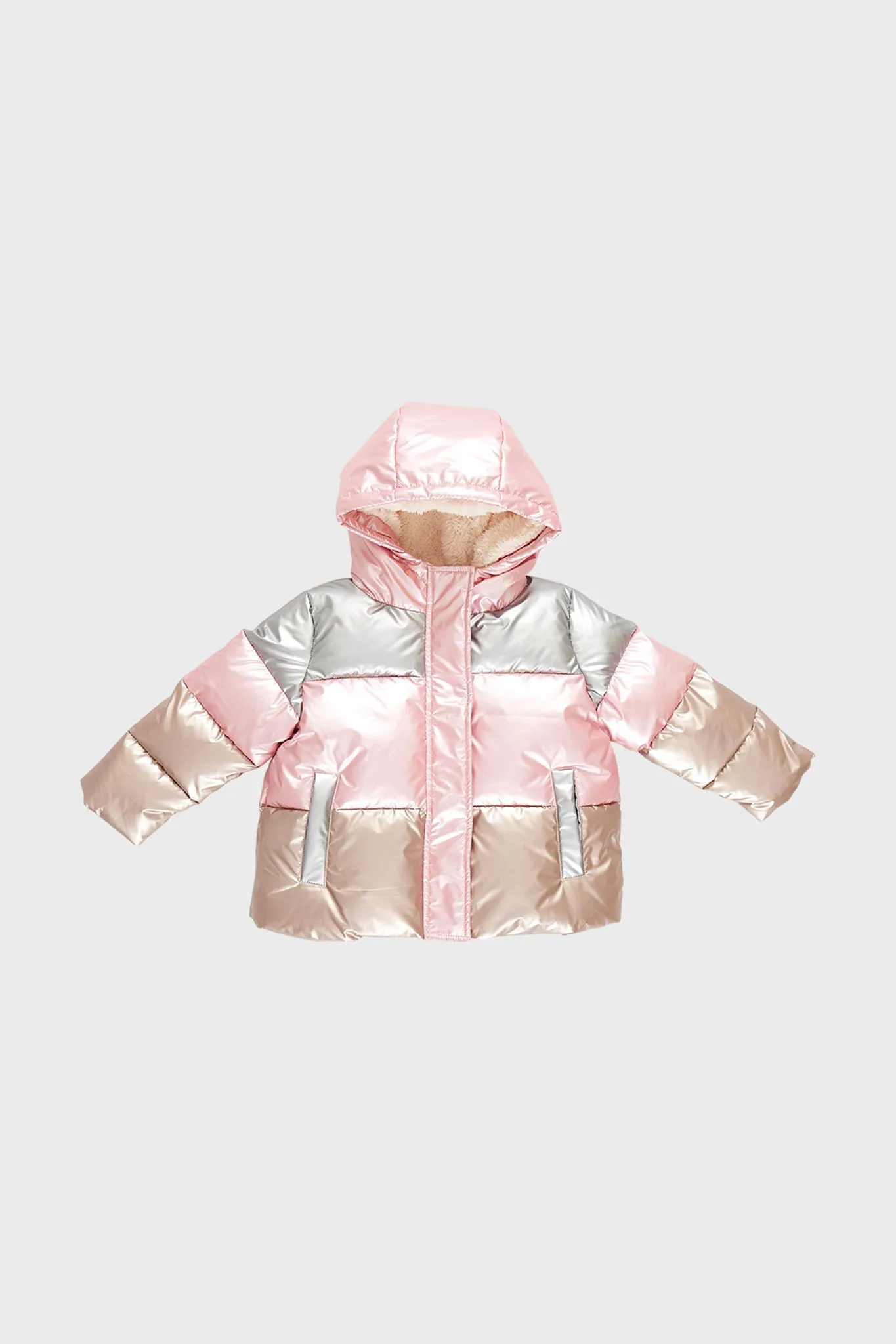 Metallic Color Block Pete Puffer Jacket