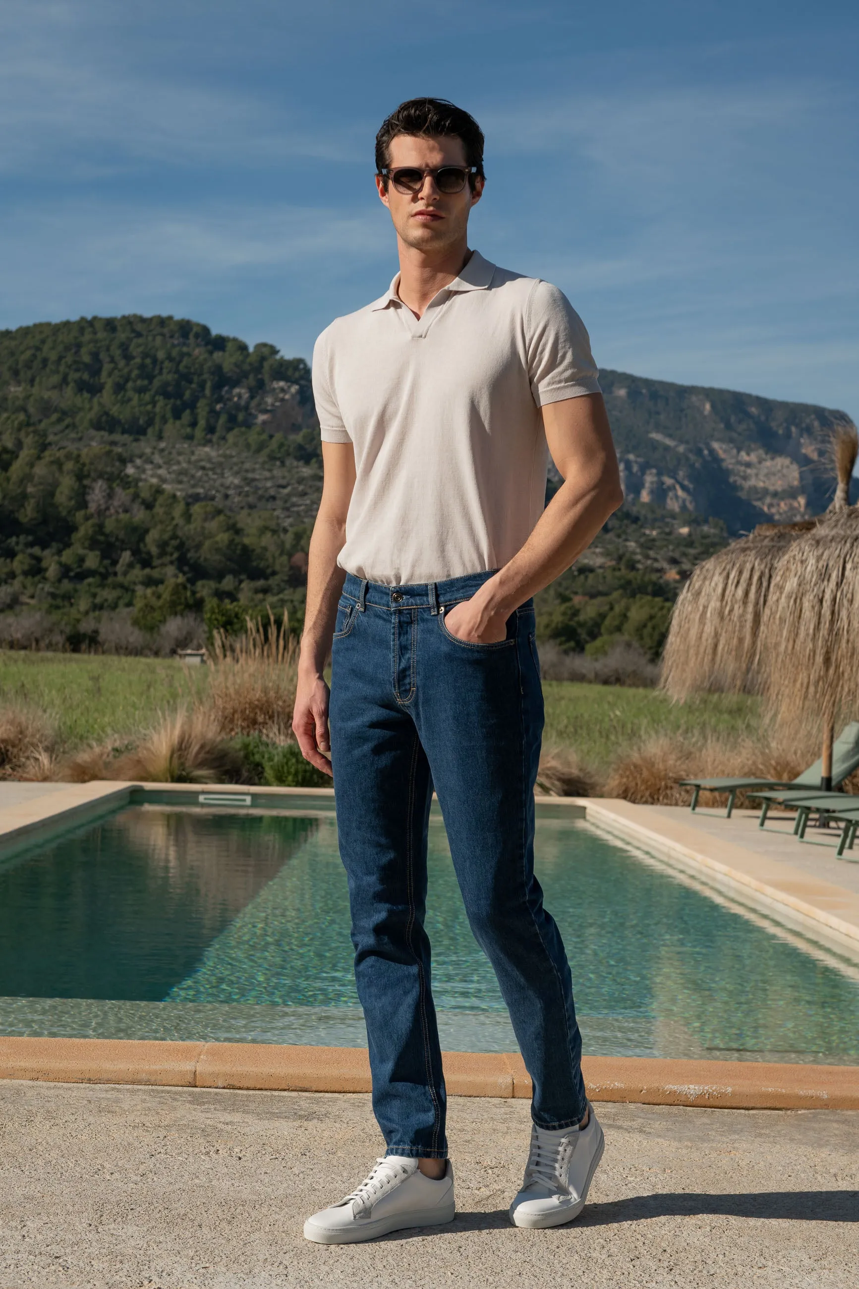 Mid-blue jeans - Candiani cotton - Made in Italy