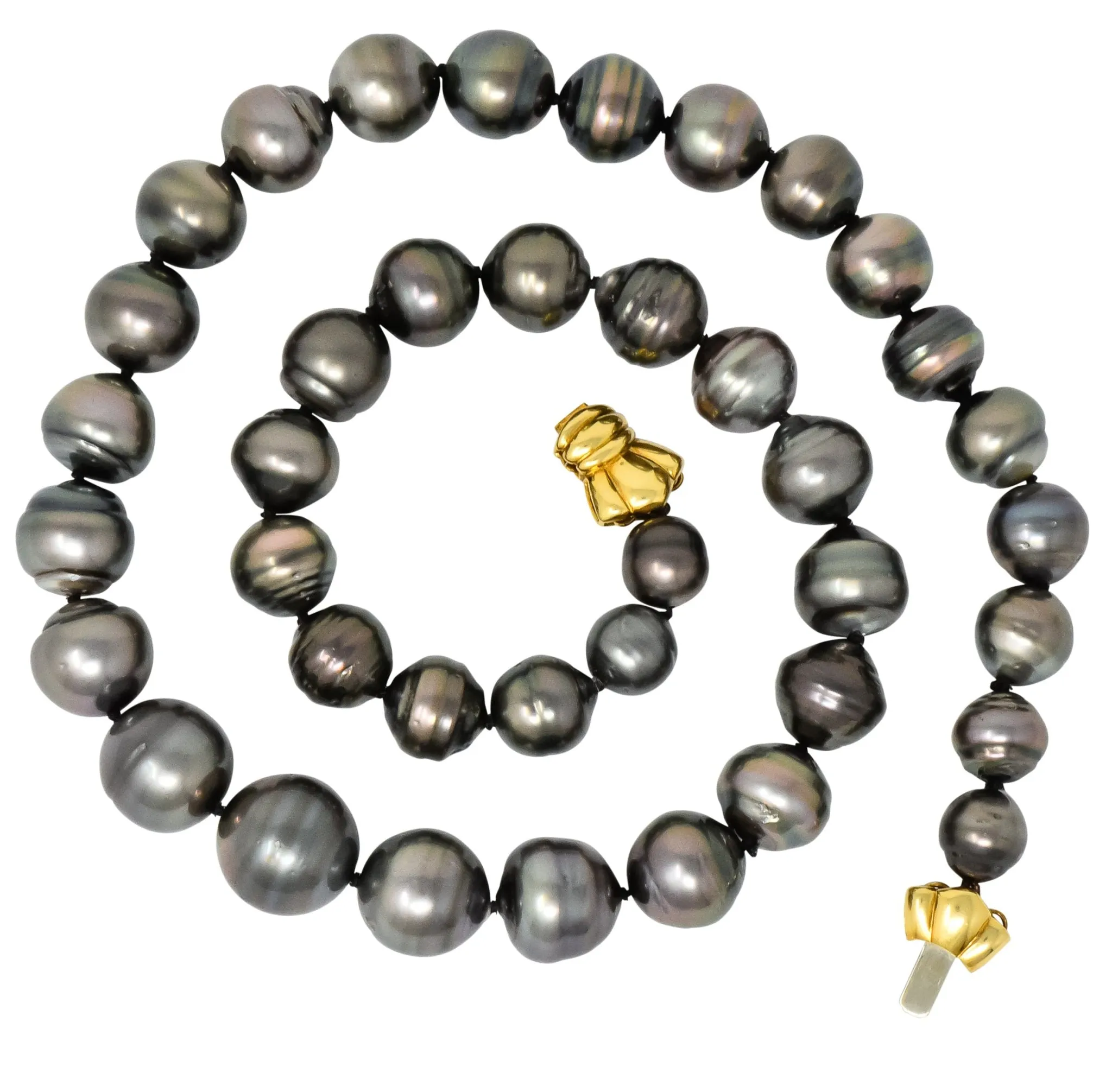 Mikimoto Contemporary Black Tahitian South Sea Pearl 18 Karat Gold Necklace