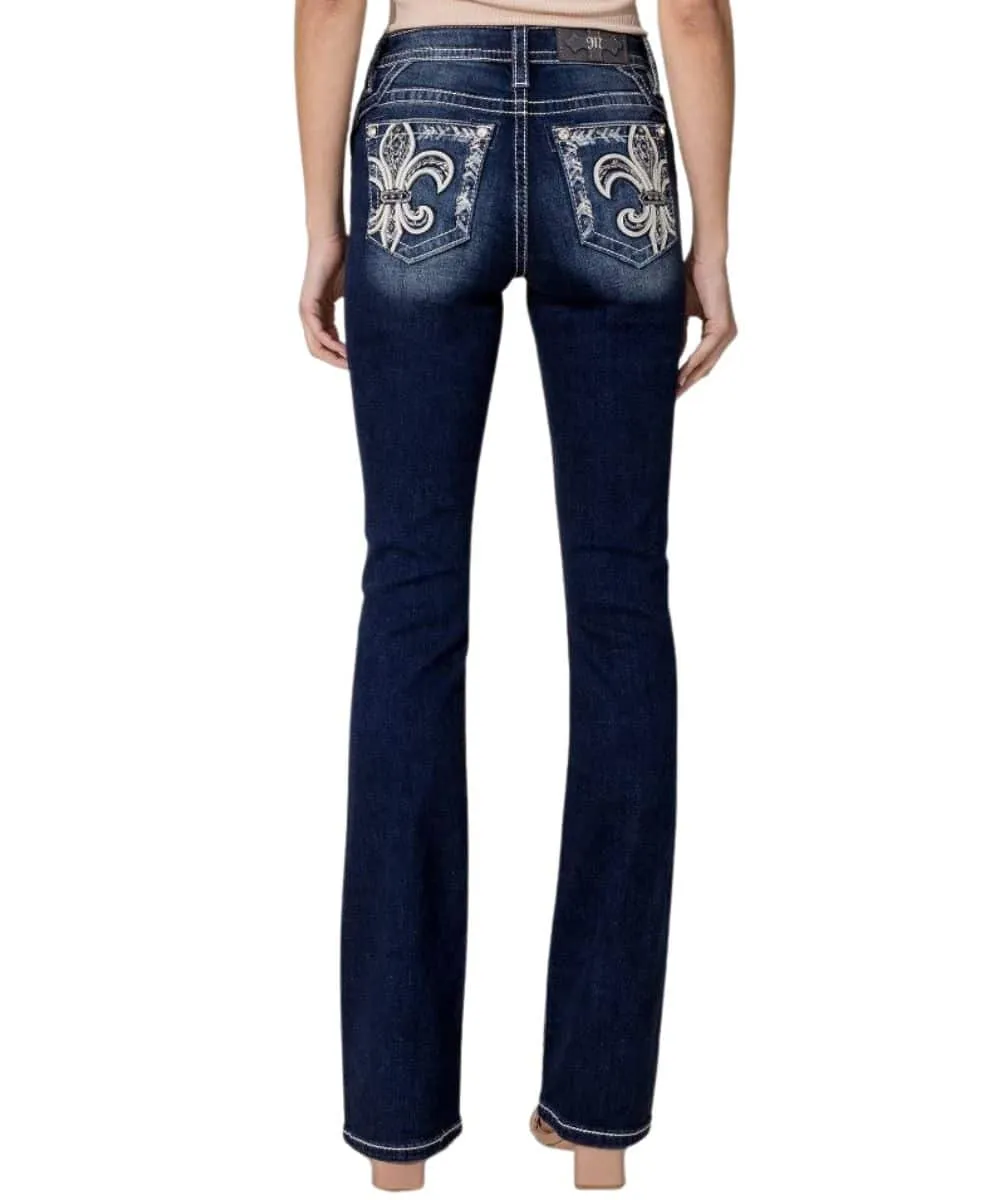 Miss Me Women's Iced Fleur De Lis Bootcut Jean