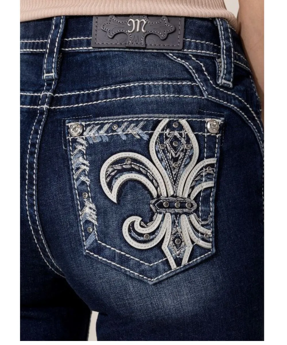 Miss Me Women's Iced Fleur De Lis Bootcut Jean