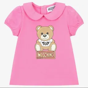 Moschino Top Blouse Bear Logo Pink