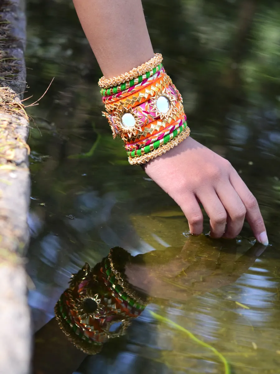 Nargis Gota Bangles (Orange-Green)