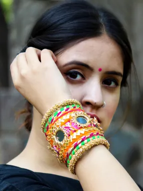 Nargis Gota Bangles (Orange-Green)