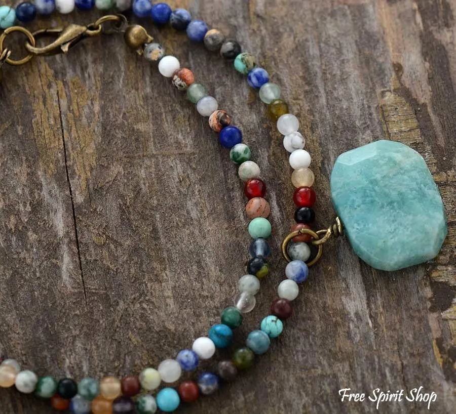 Natural Amazonite & Mix Bead Choker Necklace