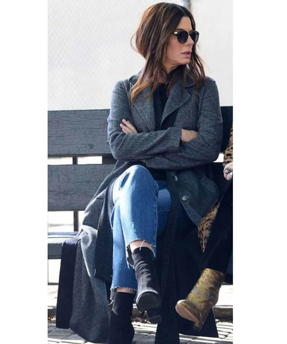 Oceans 8 Sandra Bullock Grey Wool Coat