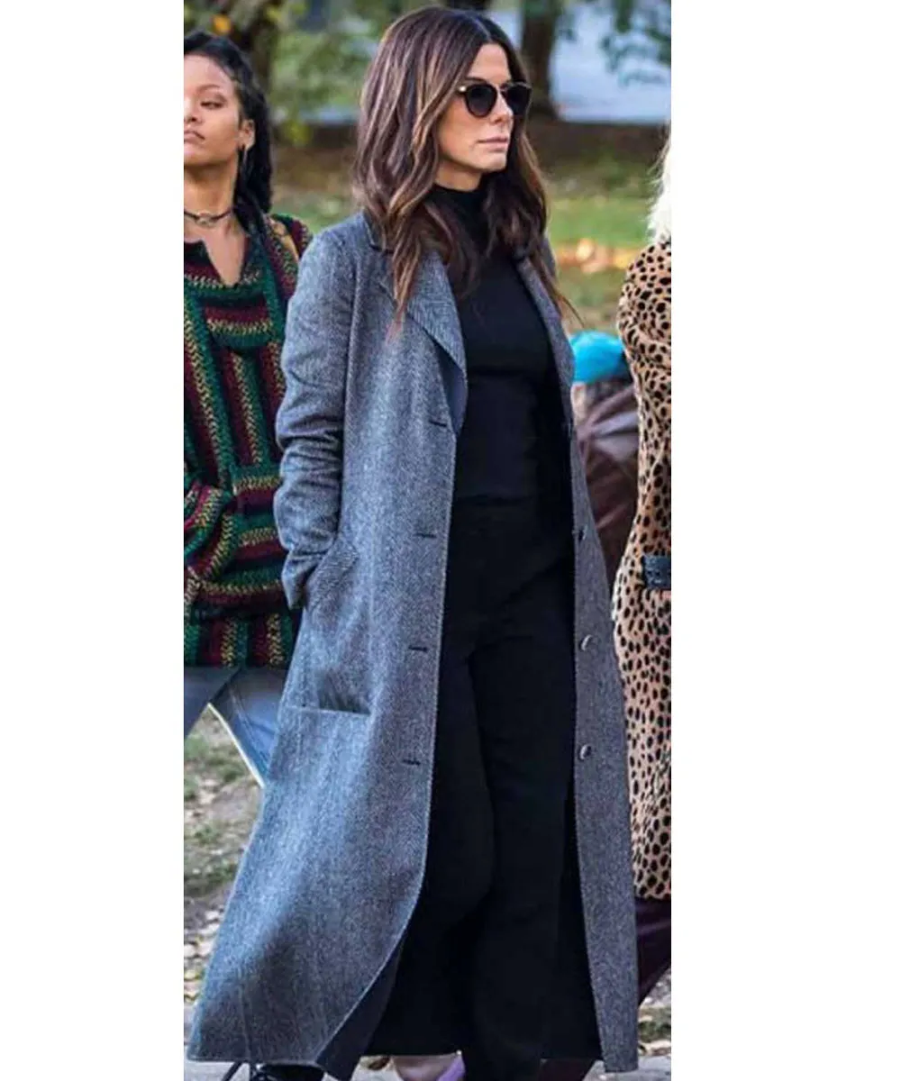 Oceans 8 Sandra Bullock Grey Wool Coat