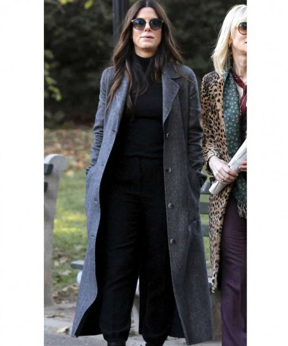 Oceans 8 Sandra Bullock Grey Wool Coat