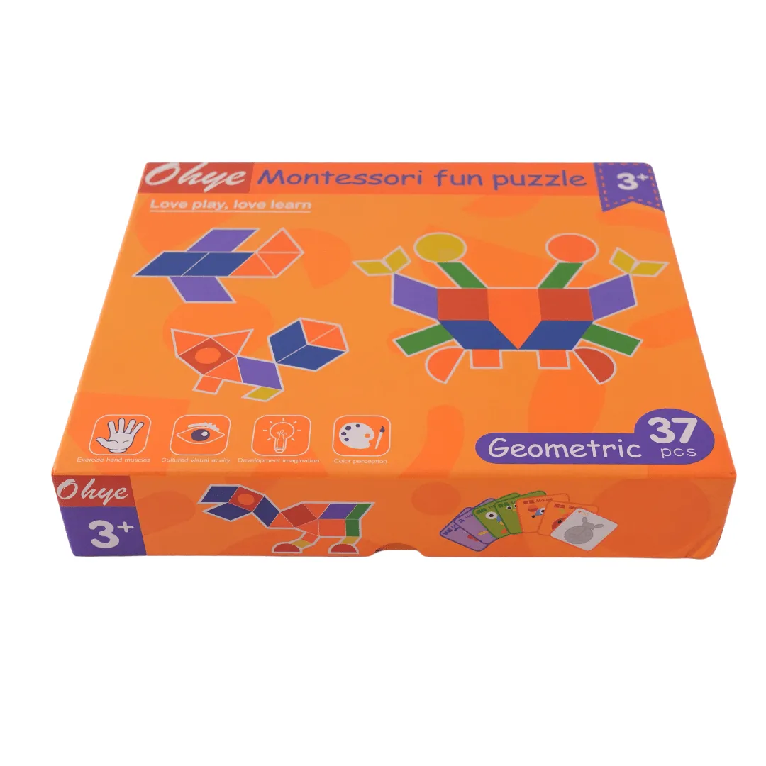 Ohye Montessori Geometric Puzzle, 37 Pieces Tangram Puzzle