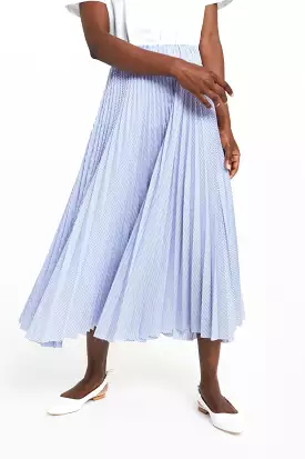 Ottod'Ame Women's Fine Stripe Pleated Skirt - BLUE