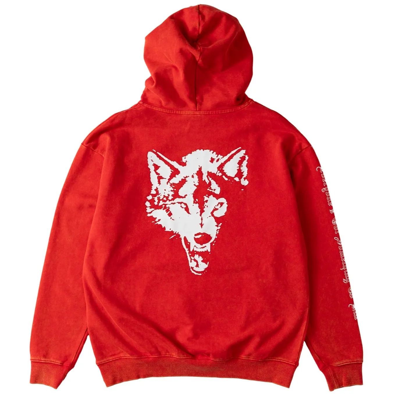 OVERSIZED LUX LONE WOLF HOODIE - RED / WHITE