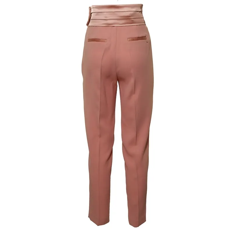 PANTALONE ELEGANTE DI CREPE E RASO, ROSA