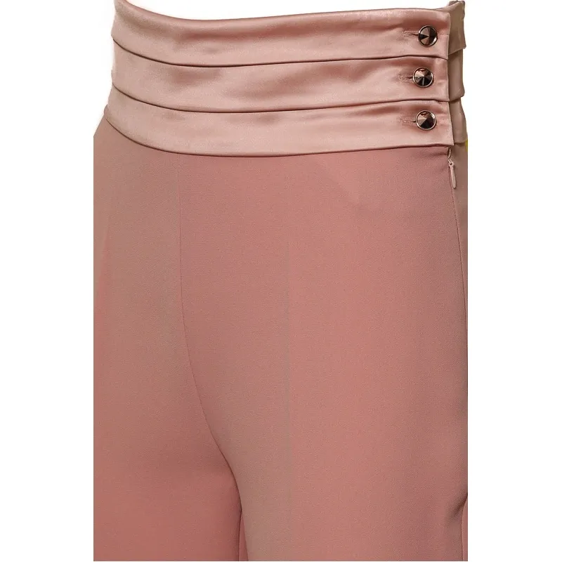 PANTALONE ELEGANTE DI CREPE E RASO, ROSA