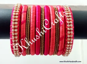 Peach Pink Designer Silk Bangles