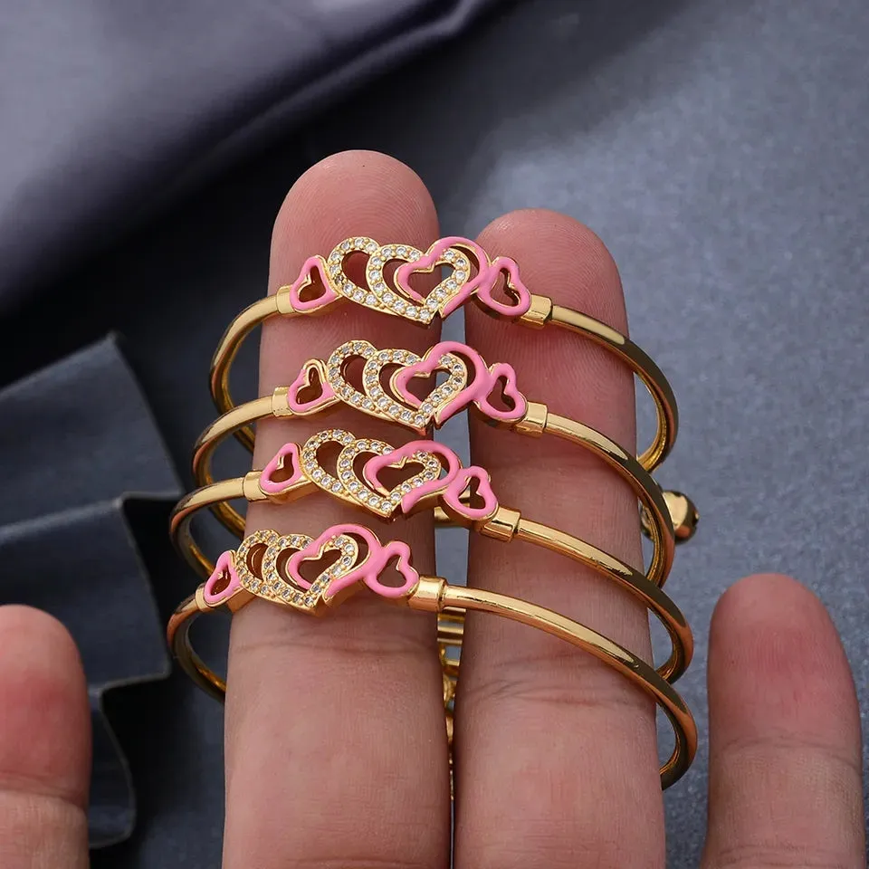 Pink Baby Bracelet, Gold Plated Bangles For  2-10 Years Old Girls