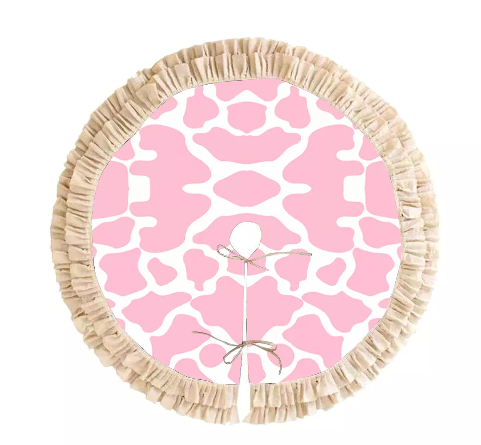 Pink Cowhide Christmas Tree Skirt