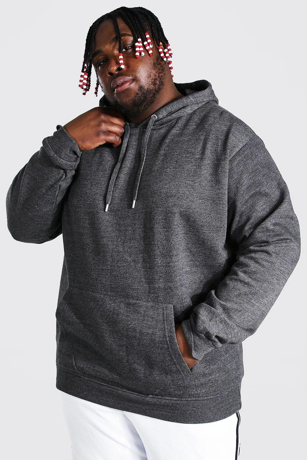 Plus Size Basic Over The Head Hoodie | boohooMAN UK