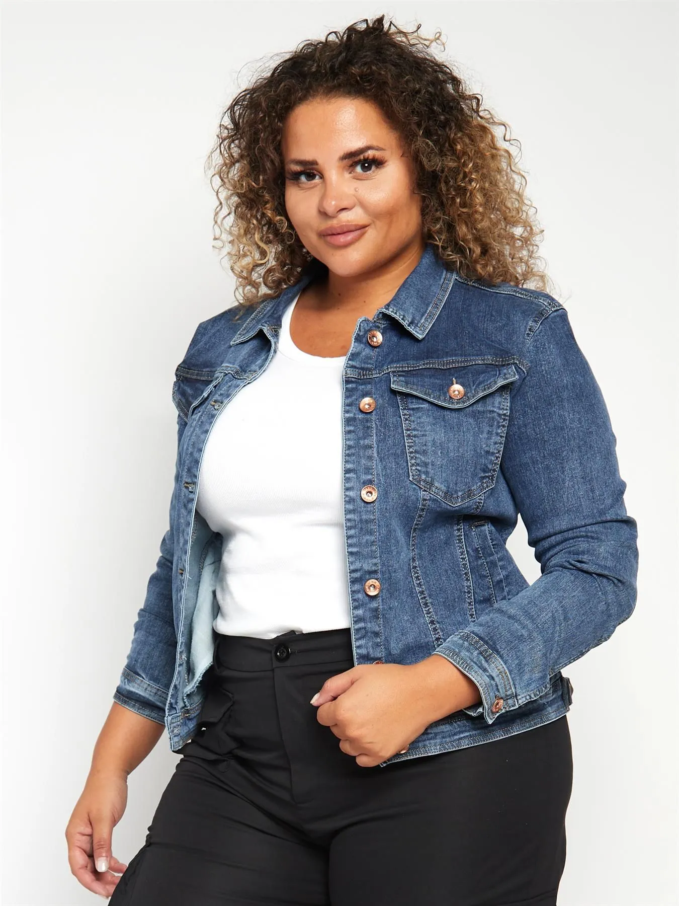 Plus Size Vintage Blue Denim Jacket, UK Sizes 12 to 20