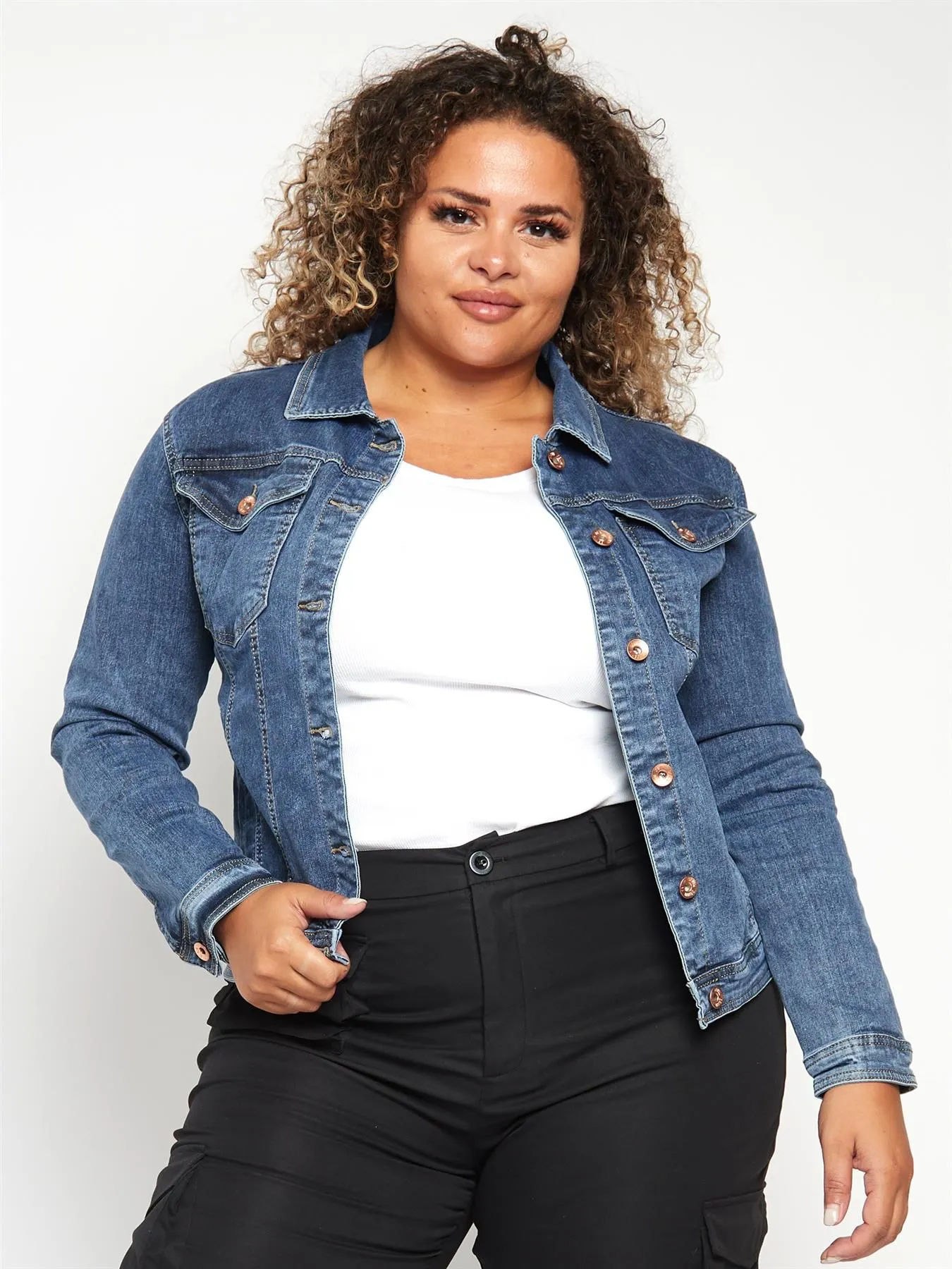 Plus Size Vintage Blue Denim Jacket, UK Sizes 12 to 20