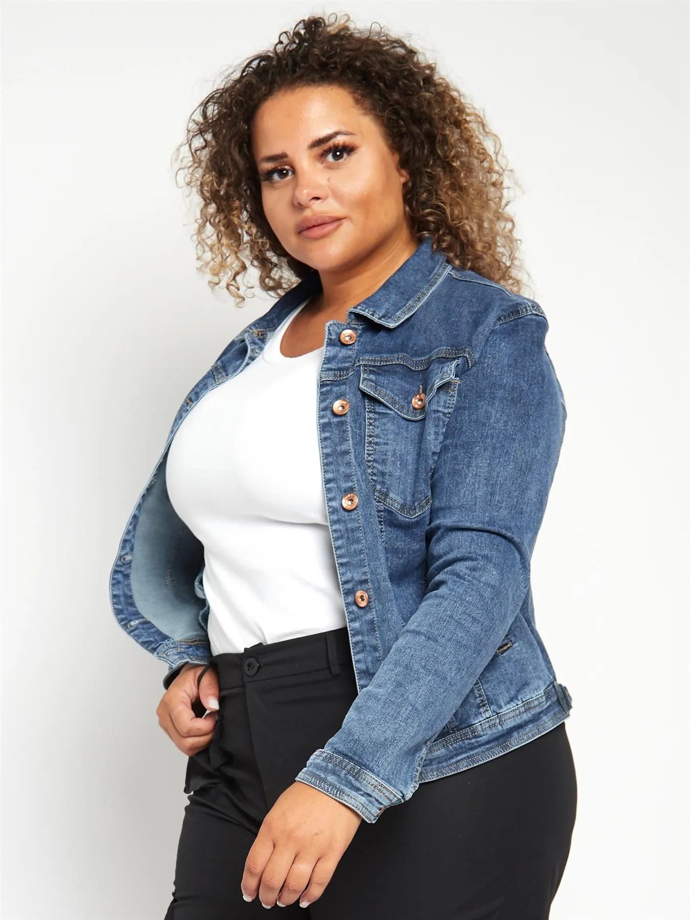 Plus Size Vintage Blue Denim Jacket, UK Sizes 12 to 20