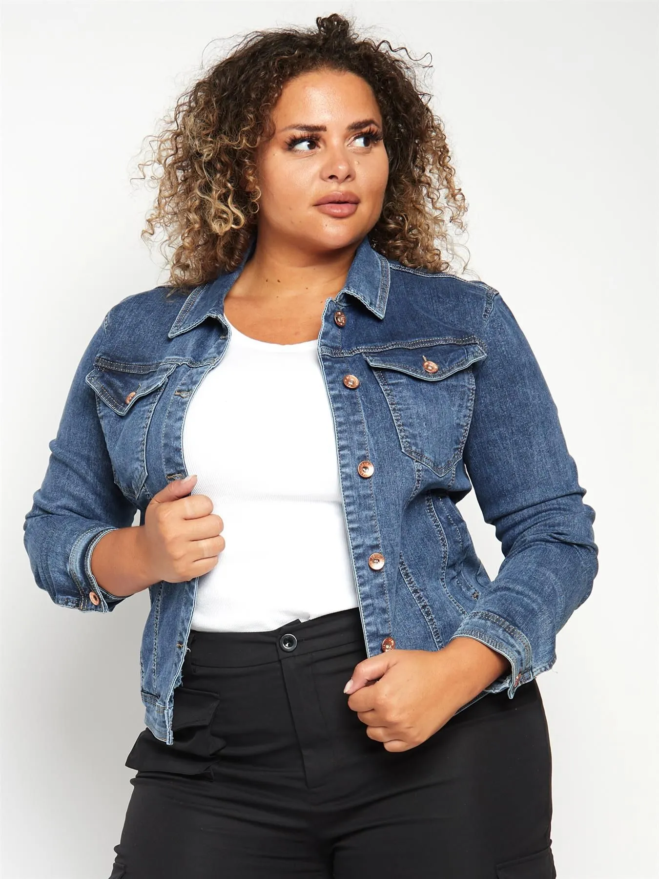 Plus Size Vintage Blue Denim Jacket, UK Sizes 12 to 20