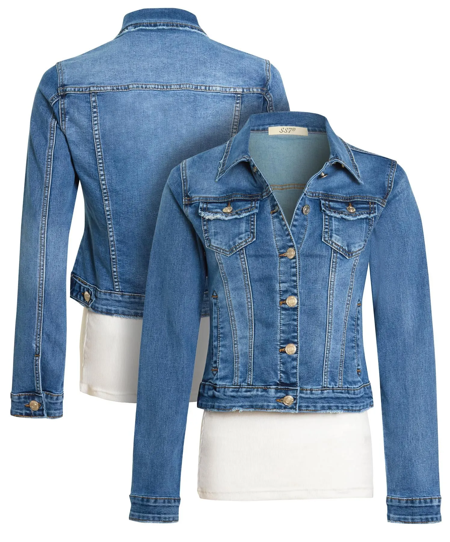 Premium Stretch Fitted Denim Jacket, UK Sizes 8 to 14