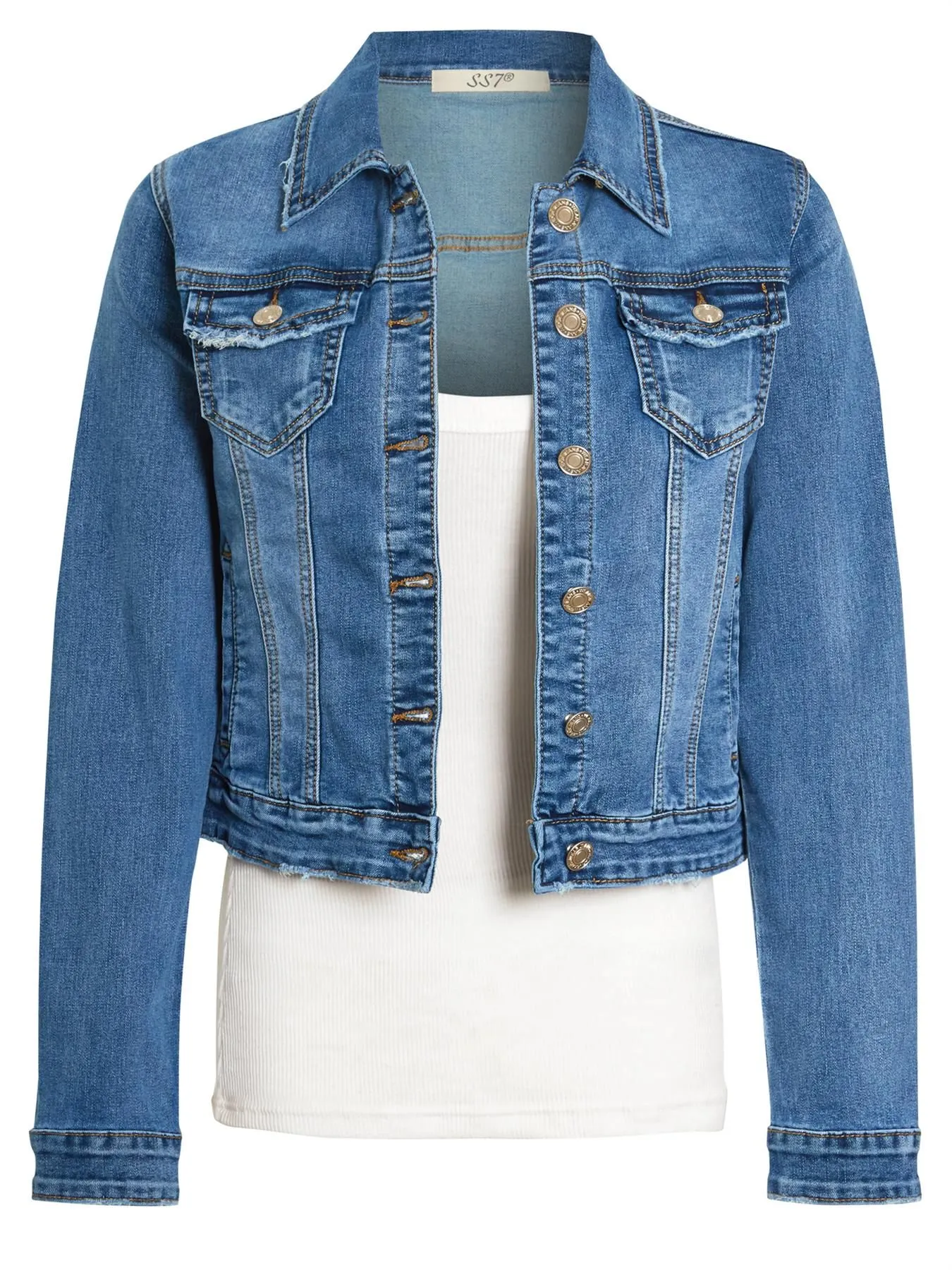 Premium Stretch Fitted Denim Jacket, UK Sizes 8 to 14