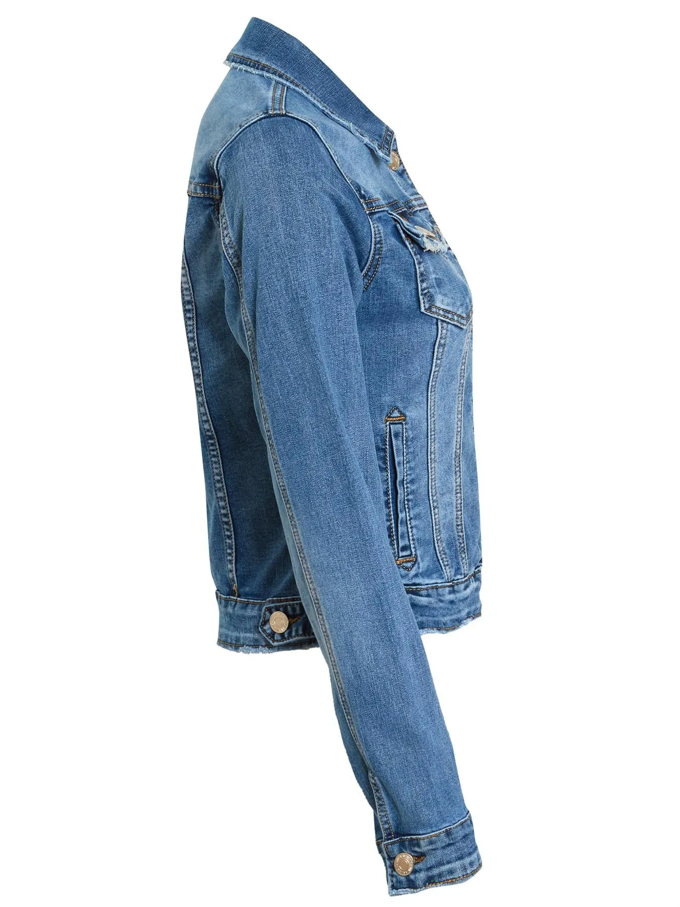 Premium Stretch Fitted Denim Jacket, UK Sizes 8 to 14