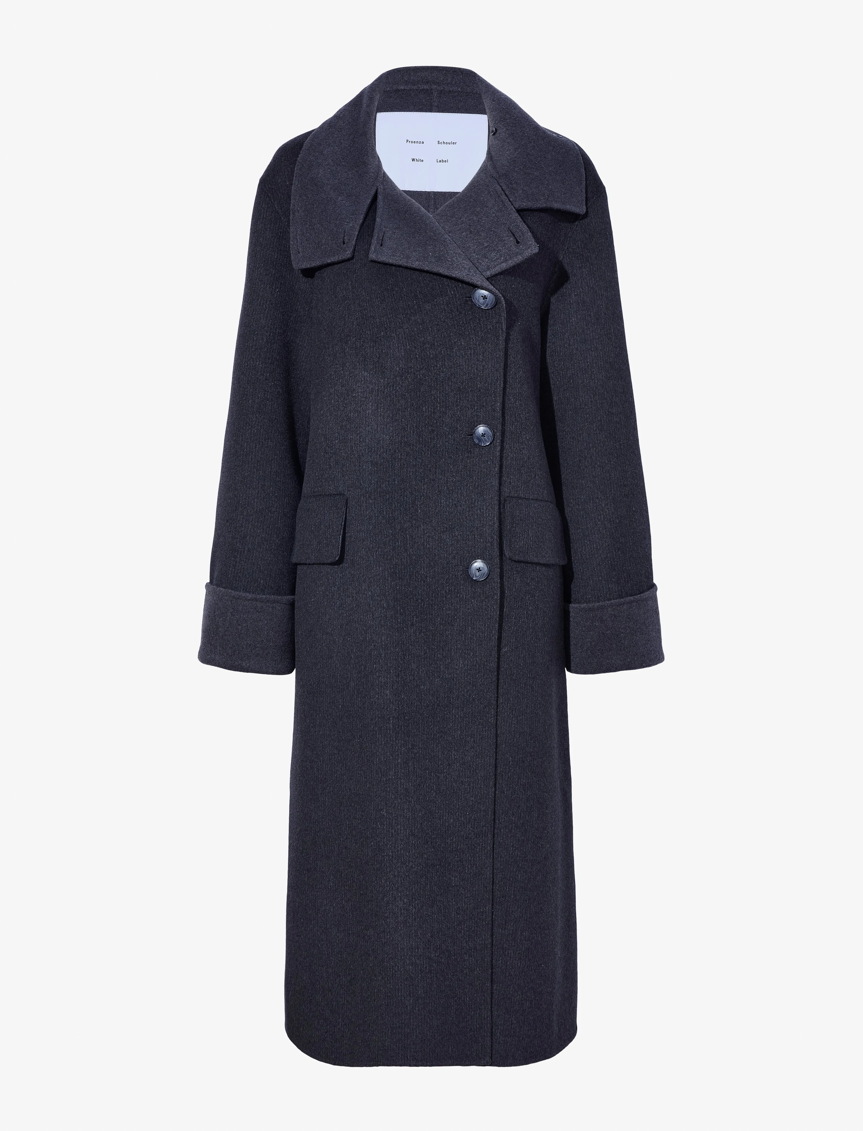 Proenza Schouler White Label Constance Coat in Pinstripe Melton - Dark Grey Melange